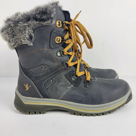 Santana Canada Milly Boots Waterproof Leather Faux fur Gray Size 8.5 - Picture 3 of 14